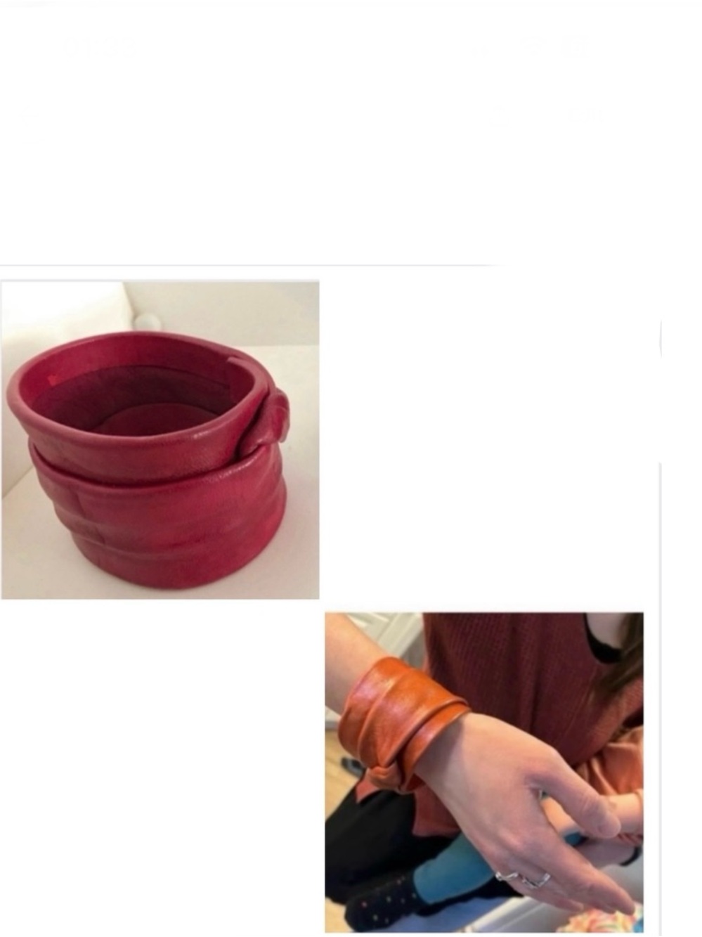 🇨🇦🎁Handcrafted Red Leather Cuff Bracelet | Quebec Artisan | Vintage, Like New